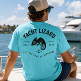 Yacht Lizard Garment-Dyed Logo T-Shirt - Lagoon (2XL-4XL)